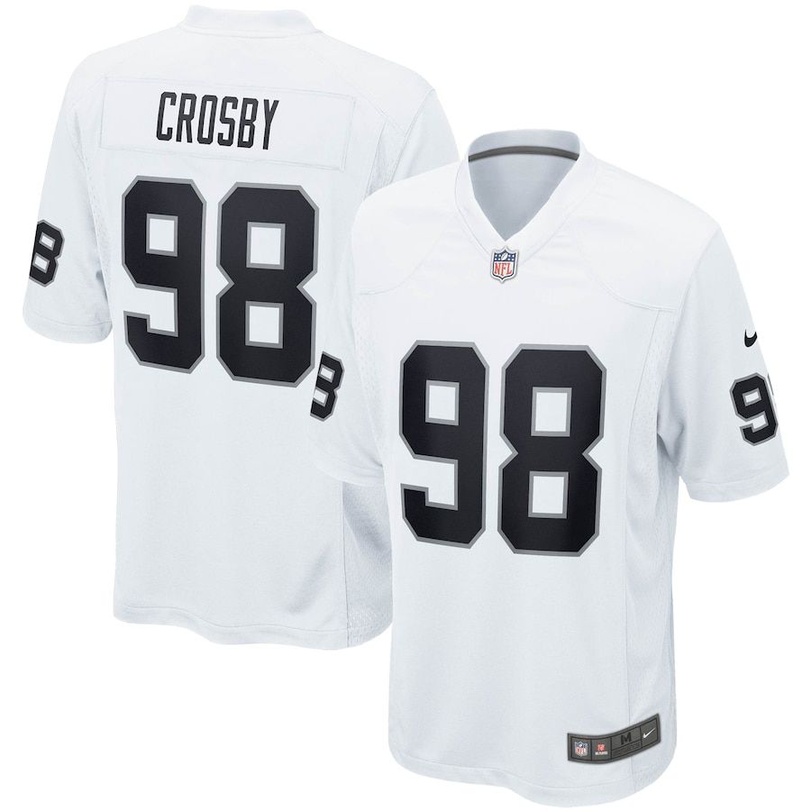 Men Oakland Raiders 98 Maxx Crosby Nike White Game NFL Jersey